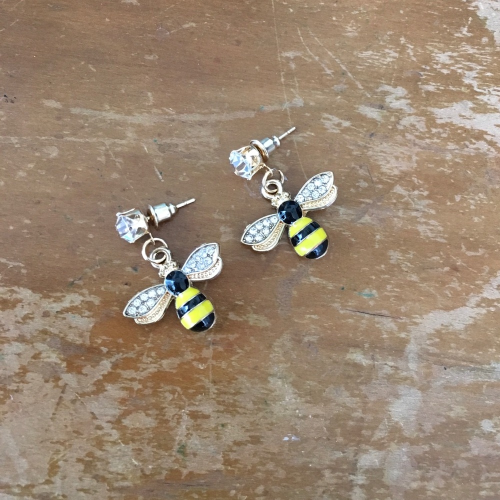 Dangly Diamond Bee Earrings